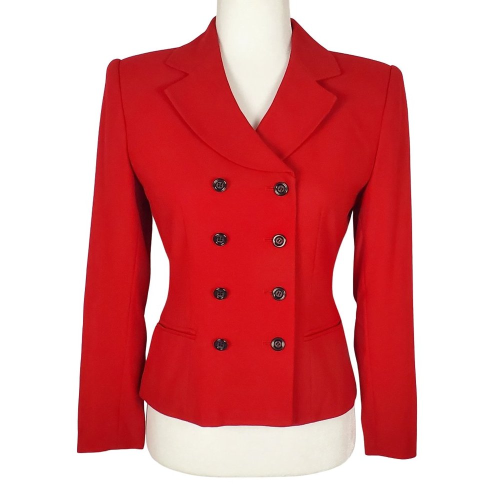 Vintage Petite Sophisticate Double Breasted Red Blazer Women's 2P